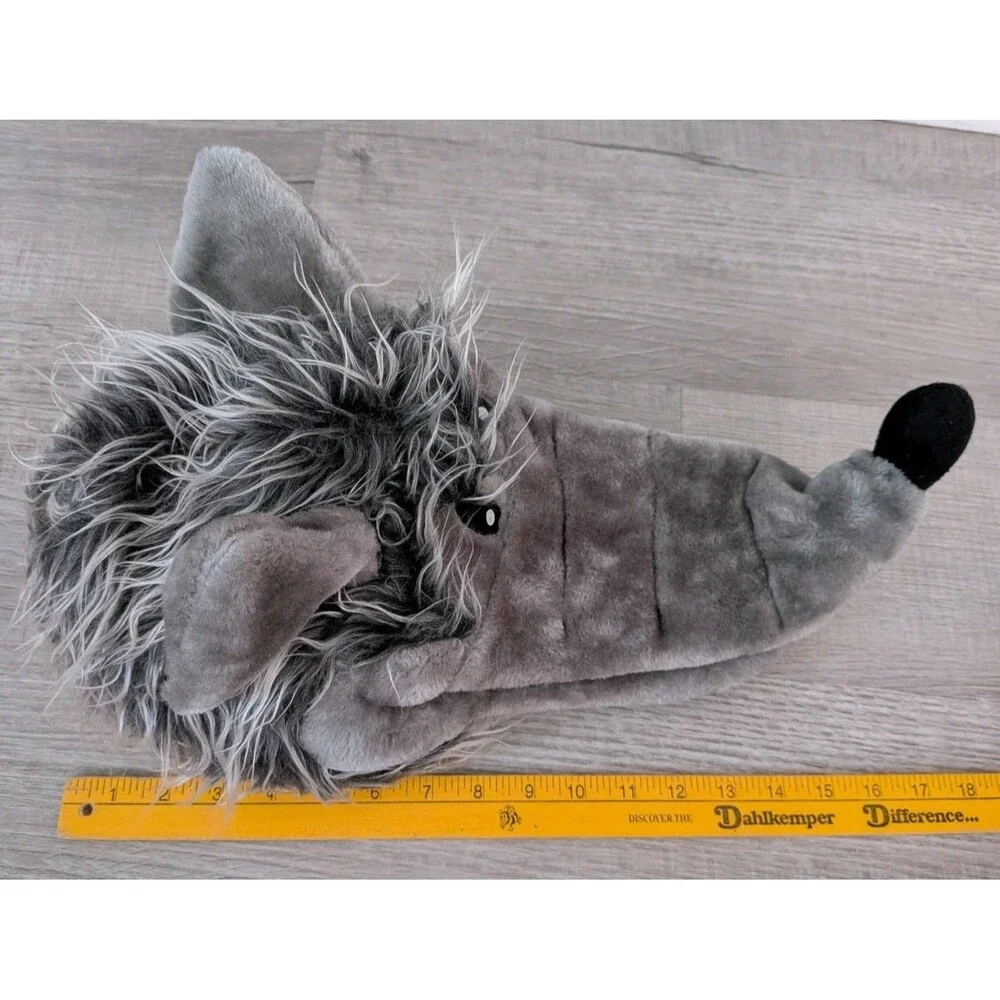Big Bad Wolf Plush Costume Hat Elope Size Adjuster Gray